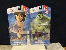 Two (2) Disney Infinity 2.0: Disney Originals - Aladdin & Hulk.  New/Sealed