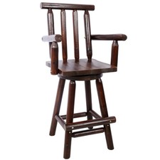 Rustic Bar Stool Fir Wood Construction,Rustic Kitchen Stool,Chair with Footrest