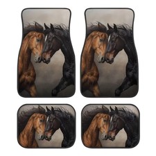Horse Pattern Car Floor Mats Pack Of 4 Anti-slip Car Rug Carpet Easy To Clea...