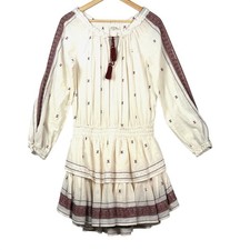 LoveShackFancy Women LongSleeve Blouson Mini Dress 100% Cotton Sz M Cottage Boho