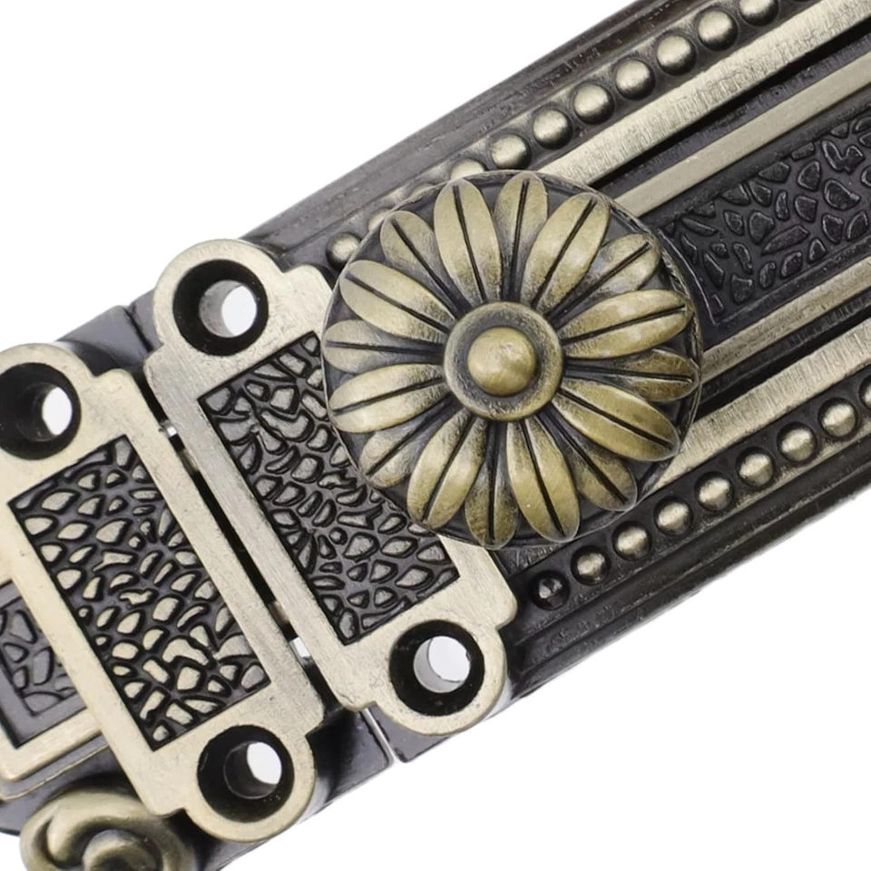 Cerradura de seguridad de puerta corredera de bronce con perno de puerta corredera antigua Foto 3 de 4