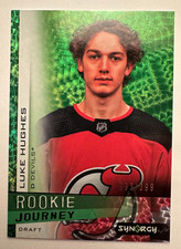 2023-24 Upper Deck Synergy LUKE HUGHES Rookie Journey iGreen insert card /399. rookie card picture