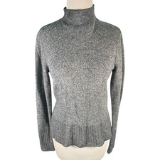 Old Money Madewell Gray Mock Neck Sweater M Soft Knit Ribbed Hem Pullover