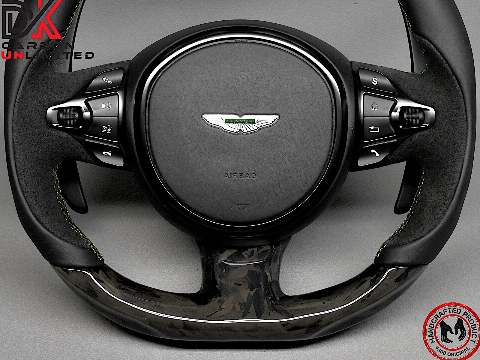 Aston Martin DBS DB11 Vantage AMR Green Ring Gloss Forged Carbon Steering Wheel