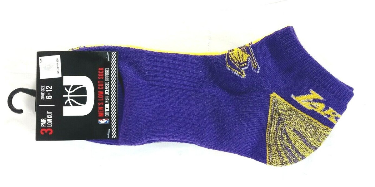 NBA Los Angeles Lakers Men's Low Cut Socks Official NBA Brand 3pack 6-12 NEW