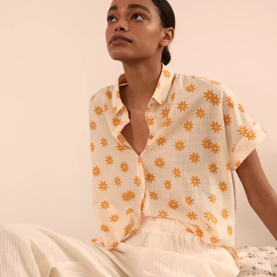 Madewell Women's Top Sz XS Hilltop Shirt in Daisy Groove Short Sleeve  Button Up | eBay
