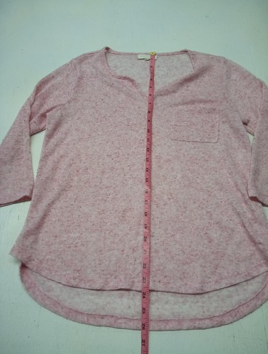 Womens Very Lightweight Sweater Medium Kate & Sam Pink Sheer With Pocket  - Picture 2 of 5
