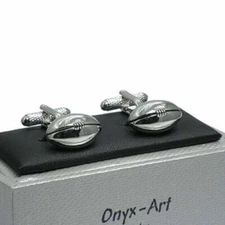 Rugby Ball Shaped Cufflinks Onyx-Art CK70 in a Gifi Box