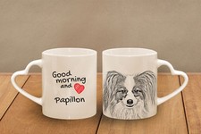 Papillon - ceramic cup, mug "Good morning and love, heart",UK