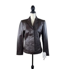 Vintage Clio 100% Genuine Leather Jacket Brown Nwt Size 6
