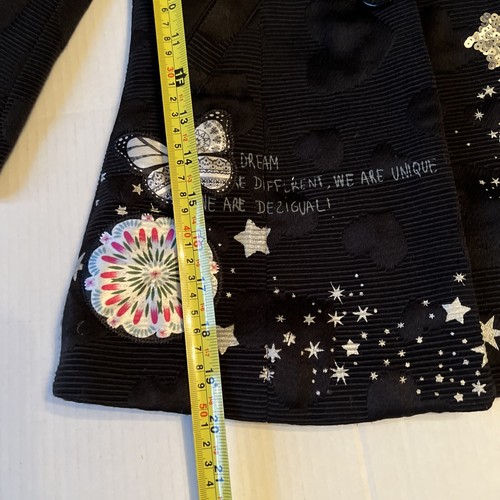 Desigual Girl Sz 3/4 Graphic Stars Overcoat Black💖 - Picture 5 of 11