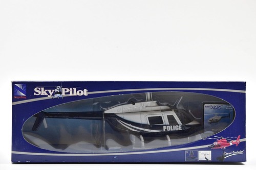 New Ray Sky Pilot Bell 206 Police Helicopter 1:34 26073A Blue White - Picture 1 of 2