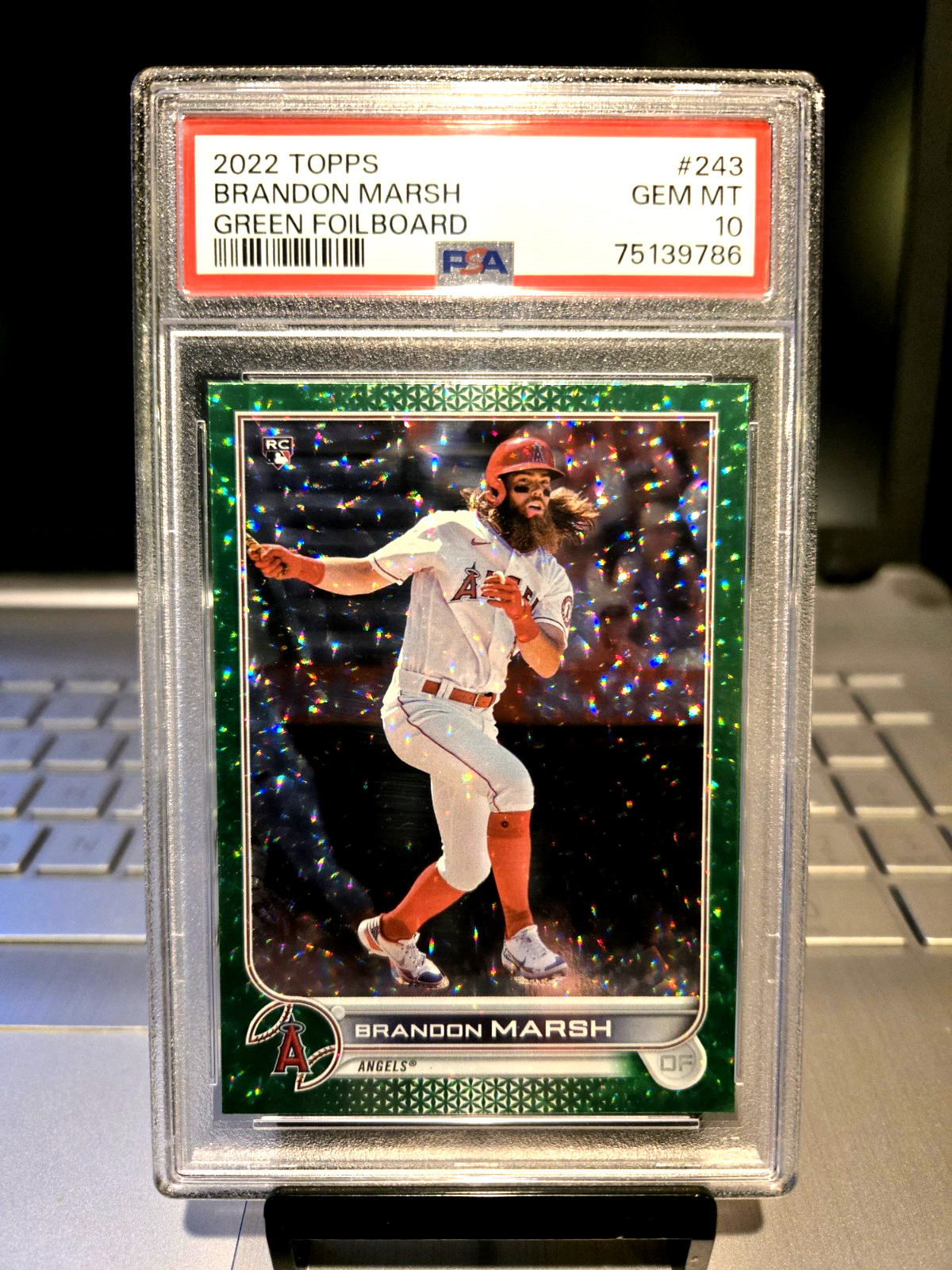 2022 Topps #149/499 Brandon Marsh Green Foilboard #243 Gem Mt. 10 " Caveman."