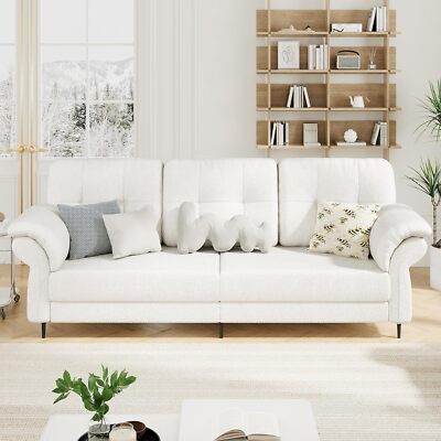3 Seater Sofa Couch with Deep Seats and Removable Pillows 84'' Upholstered Sofa