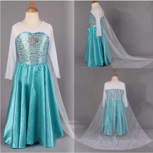 Girls Frozen Princess Snow Queen Elsa Costume Dress - Picture 3 of 17