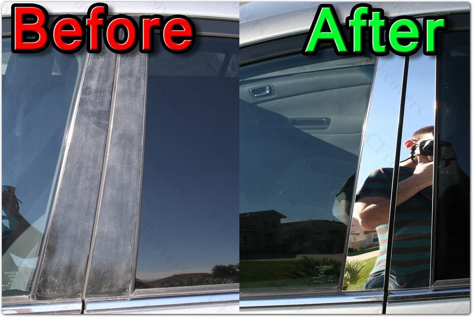 CHROME Pillar Posts for Mazda 626 93-97 6pc Set Door Trim Mirrored Cover Kit - Image 2 of 4