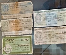 ZZ MINI ASSEGNI ANNI 70 CINQUE PEZZI IN BLOCCO.