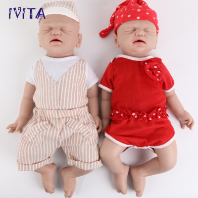 21''Big Girl And Boy Sleeping Baby Full Body Silicone Doll Lifelike Reborn Baby