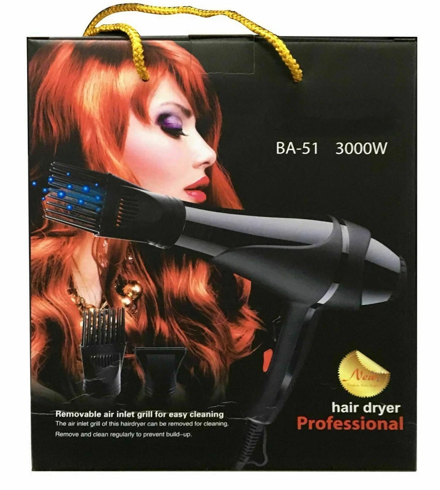 PHON PROFESSIONALE ASCIUGACAPELLI 3000 W Doppio Diffusore A PETTINE PER CAPELLI