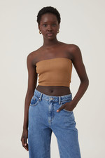 Cotton On Women's Seamless Ellie Tube Top Bandeau Strapless Pinecone M/L NEW
