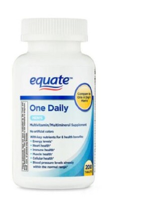 Equate One Daily Men's Multivitamin/Multimineral Supplement Tablets, 200 Count
