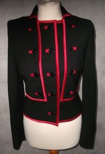 Temperley London Silk Lined Military Style Black Jacket Pink Trim Uk 8
