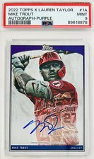 2022 Topps X Lauren Taylor Mike Trout On-Card Auto Purple SP #/25 PSA 9 🔥 Pop 2
