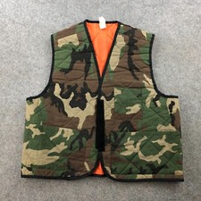Vintage Camouflage Vest XL Hunting Padded Shoulder Quilted