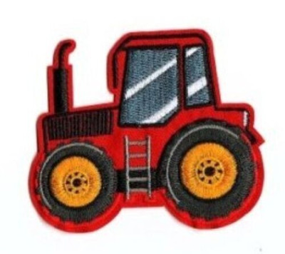 ROTER TRAKTOR bestickt Bügelbild Applikation Motiv Patch Jungen Herren Kleidung