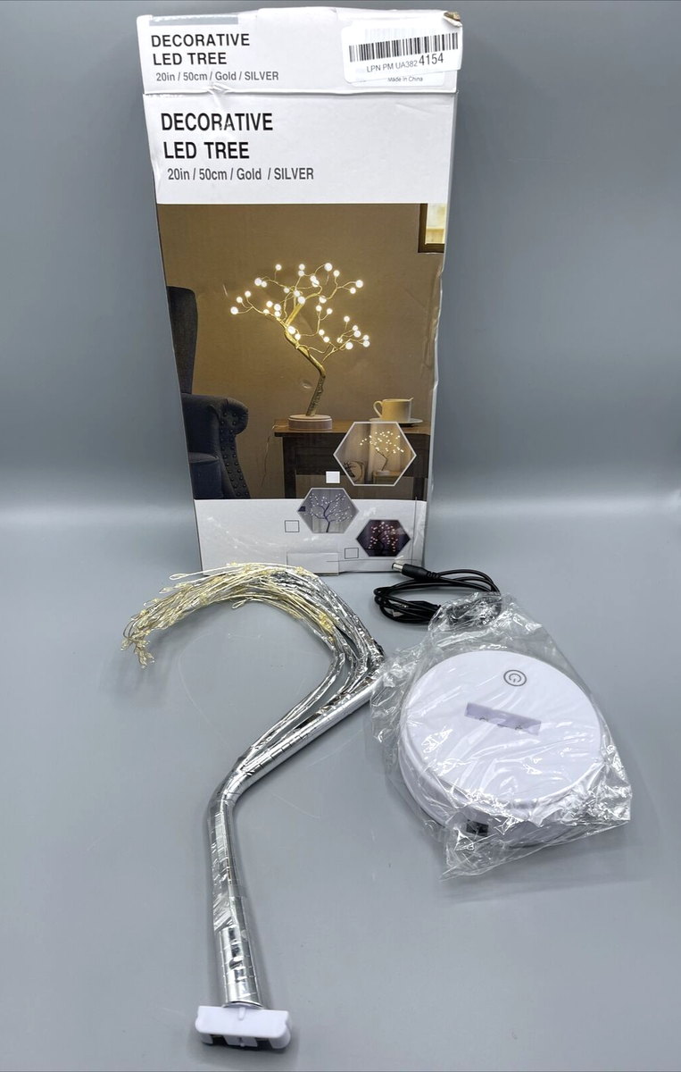 20'' LED Decorative Bonsai Tree Light Battery/USB Gold/Silver | eBay