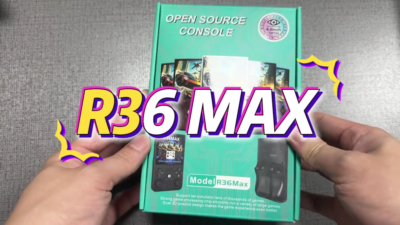R36 Max Retro handheld gameconsole, videogameconsole met 64G ingebouwde 18000 games, 4000mAh oplaadbaar, ondersteuning 30 simulators, Linux- systeem, 4,0 inch IPS-scherm draagbare zakarcade, zwart