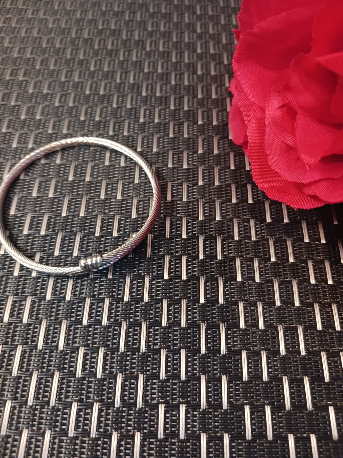 Basic Silver Colored Cable Bangle Moderate Bracel… - image 3