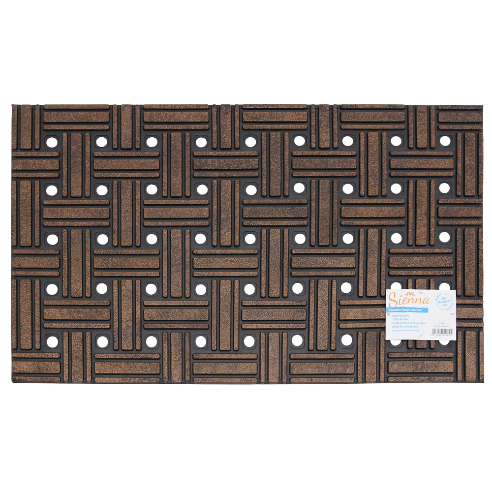 JVL Sienna Geometric Weave Heavy Duty Outdoor Rubber Door Mat, 45 x 75