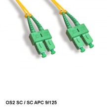 Kentek 3Ft SC/SC APC OS2 9 /125 Duplex Single-Mode Fiber Optic Cable OFNR