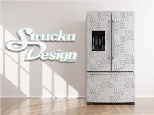 White Circle Pattern Looped Gray Orbit Fridge Freezer Wrap Side Door Vinyl Decal