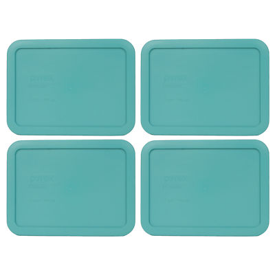 Pyrex 7210-PC Turquoise Rectangle 3 Cup Storage Lid Cover 4PK for Glass Dish
