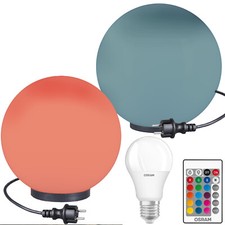 RGB Kugelleuchten 2er Set Ø 30/40cm Kugellampen Außenleuchte Garten Lampe LED