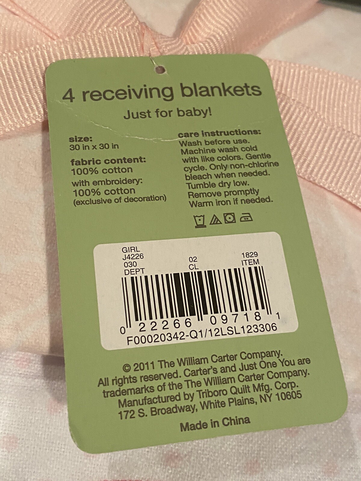 CarterE28099s+Elephant+Theme+Baby+Girl+Receiving+blankets for sale