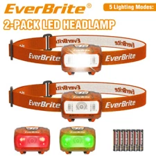 EverBrite 2-Pack LED Headlamp Super Bright Head Lamp Adjustable Lamp Flashlights