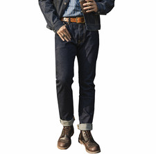 Red Tornado Vintage Summer Men Jeans 12oz Selvedge Denim Pants Slim Washed Blue