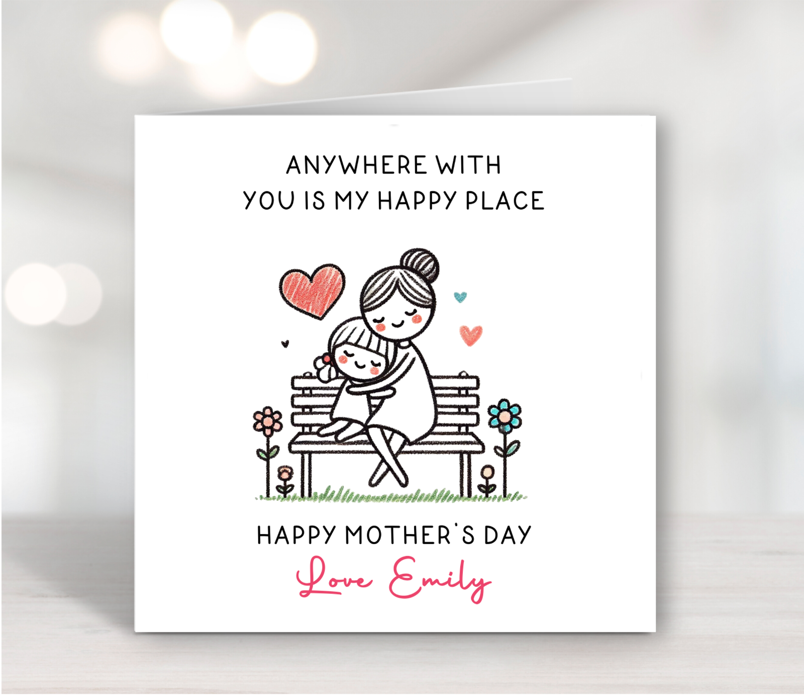 Personalised Mothers Day Card for Mum Mummy Mom Mother's Day from Daughter Happy