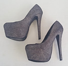 SHOE REPUBLICA LA PLATFORM HEELS Sz 10 7" *HOT* 2.5" GRAY / BLACK — photo 1