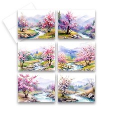 12 Assorted All Occasion Notecards with Envelopes - MOUNTAIN STREAM  2 of Each