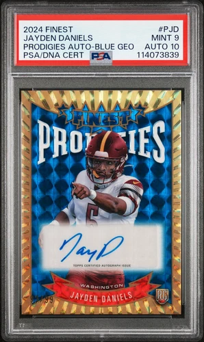 Jayden Daniels 2024 Topps Finest Prodigies #PJD Prodigies Blue Geo PSA 9 AUTO 10