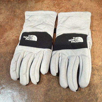 The North Face Winter Wrist Gloves M Gray/Black Solid Polyester Logo