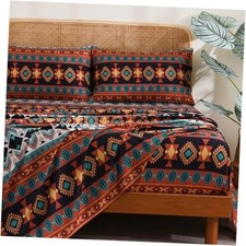 4 Pieces Sheet Set Bohemian, Boho Sheets Soft Queen B-multicolor Tribal