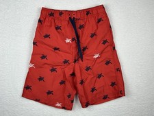 Kanu Surf Swim Trunk Shorts Red Turtle Design Boys Size Medium 10/12