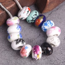 10 Stck 15mm Rondell KeramikGro&szlig;es Loch Perlen Europ&auml;isch Armband Schmuck DIY