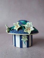 Vintage Willow Hall Lily Trinket Box 1990s Floral Hat Shaped Jewellery Box Gift