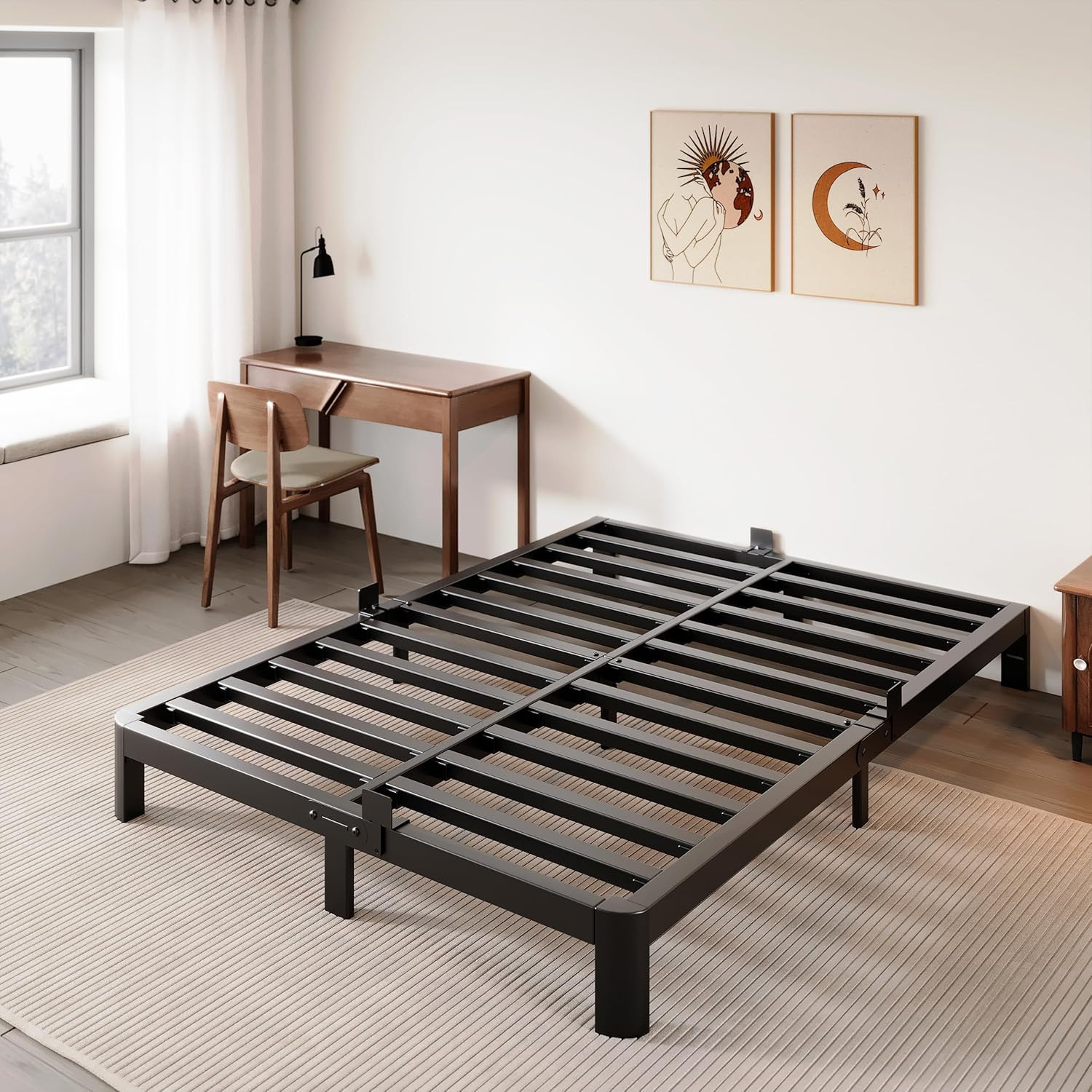- Heavy Duty, No Box Spring, Easy Assembly